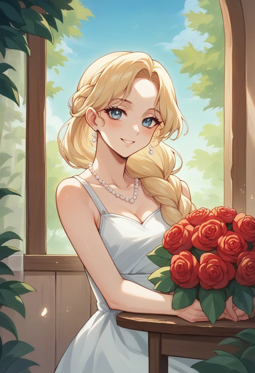 A Russian beauty in a beautiful kokoshnik embroidered with silver threads, pearls and other precious stones, red flowers with green leaves and golden suns. In an elegant traditional sundress, red and white, embroidered with gold patterns. With blonde hair in a long braid and with a slight blush on her cheeks, with expressive blue eyes and a slight smile, she holds a napkin in her hands on which she embroiders patterns, Slavic style, folk decorations, traditional aesthetics. He is sitting in a hut by the window, there is a flowering tree outside the window. A frame from a movie, movie lighting, real photography —ar 9:16 —quality 2 —stylize 750 —v 6.1
#Midjourney