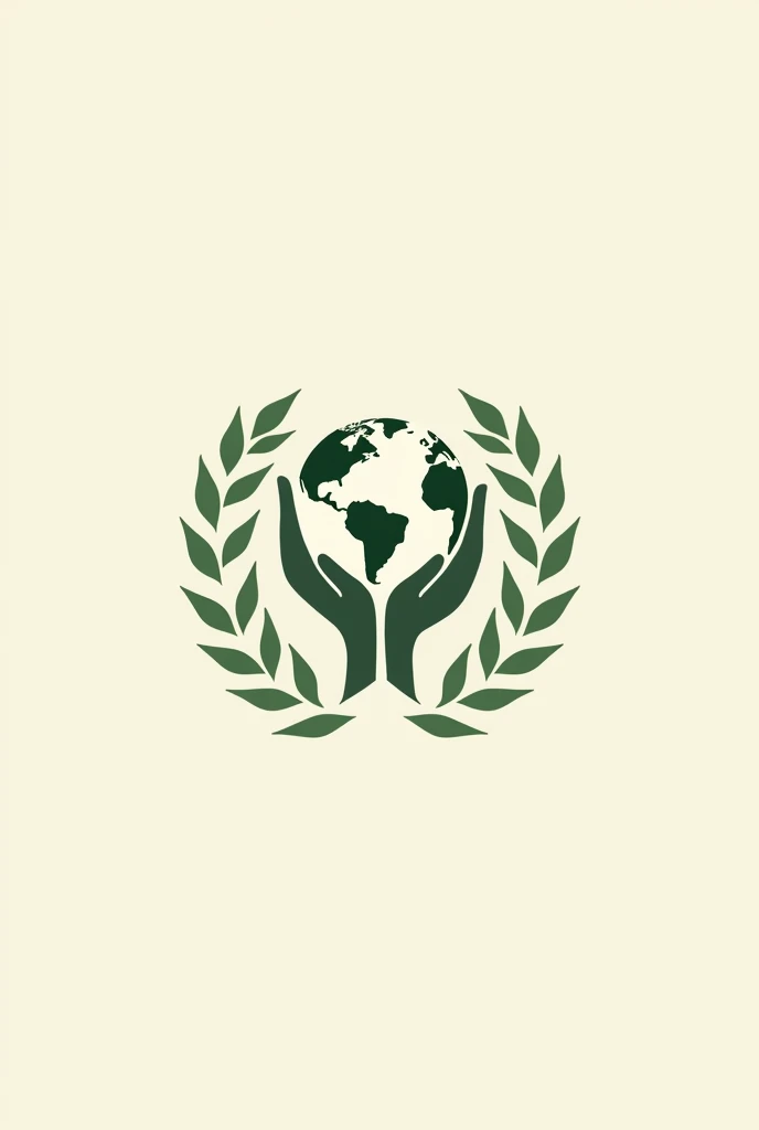 A logo/symbol, of a hand holding the globe wrapped in laurels, Modern flair/minimalistic