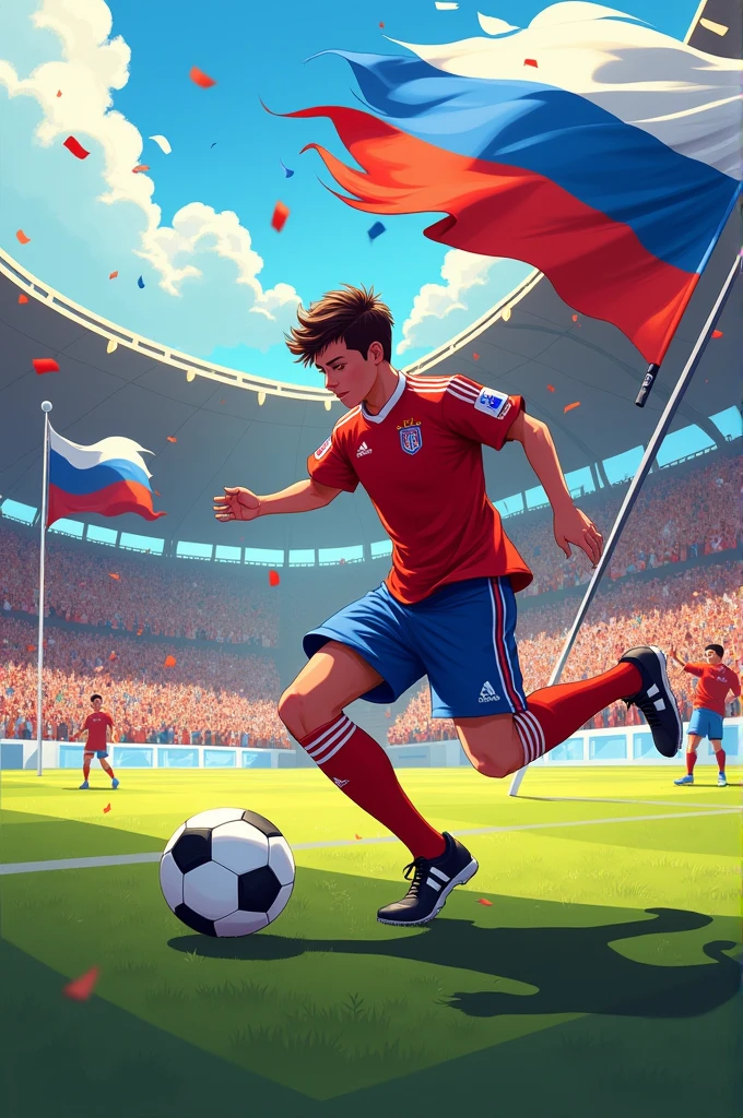 create a picture for the football club BARI GALUST, add Russian and Armenian flags