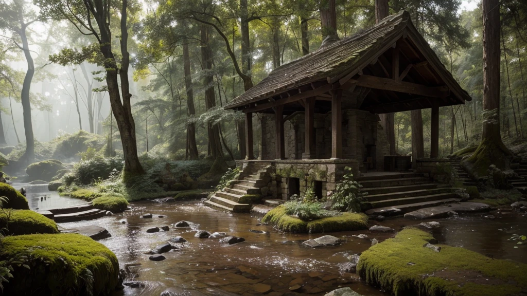 The Wishing Well: An ancient stone well, weathered by time and the elements, located in a remote and secluded clearing deep within the forest. Its grey stones, some cracked and uneven, are covered in a thick layer of green moss and ivy that winds around the edges as if nature itself is trying to reclaim the well. The rim of the well is rounded and smooth from the touch of countless hands over the centuries, and almost faded inscriptions carved into the stone tell stories long lost to time.
The water at the bottom of the well is an inky black, reflecting light in a peculiar way, as if hiding ancient secrets. Sometimes, small ripples appear on the surface, even when there is no wind, suggesting an unseen presence in the depths. The well is surrounded by towering, ancient trees, their exposed roots snaking across the ground like veins, and their dense canopies intertwining above, forming a natural roof that blocks most of the sunlight, leaving the area shrouded in a constant and almost mystical twilight.
The atmosphere around the well is always cool, regardless of the season, and the air feels thicker, as if heavy with the wishes of all those who have ventured to make a request here. The silence is nearly absolute, broken only by the occasional whisper of wind through the leaves or the distant sound of a breaking branch. Legend has it that those who make a wish at this well must be prepared to pay a price, for the well, though powerful, is capricious. It is known for granting wishes in unexpected, often twisted ways, with consequences that are rarely welcome, making each wish a risk that few are willing to take.