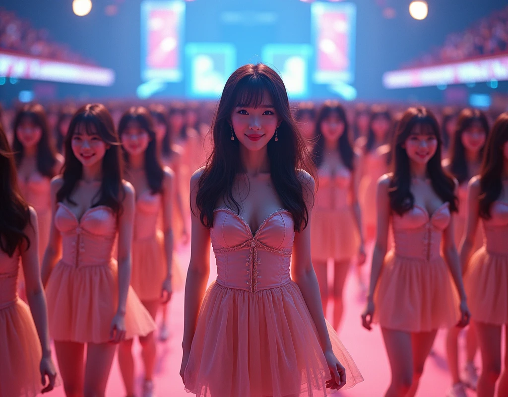 [Japanese Clone girls=Myself], [Perfect Clone girls Raw Photography Art], [16K, Highest quality, Ultra-high resolution], (((Unrealistic, Unprecedented sight, (((A World of Myself Proliferation, Ultra-realistic)))))), (Japanese, woman, 22-year-old, Saito-Asuka), ((Small face, Brown and black hair, Short Hair)), ((Very beautiful detailed girls, Accurate body structure, Very detailed and perfect super busty body)), ((amazing super big tits, Large, swelling breasts)), (Dark Eyes, Mature face, Cute Smile, A gentle gaze), (Happy laughter), (((((Very detailed, 1girl-1,000,000,000,000,000,000,000,000,000,000,000,000,000cloning girls))))), (((((A very detailed and precise description of the doppelganger, Perfectly the same girl, The exact same smile, Perfect same hair, Perfect same clothes, Exactly the same height, Perfect same super busty))))), (((((Myself only))))), [(Very detailed,№１group, on stage, アイドルgroup, Nogizaka46's stage costumes, 30,000Myself), (Very detailed,№２group, Audience seats, Pale pink camisole, 150,000,000Myself) ] ((Perfect description, Smiling face, hug, wave hands, Matching poses, Matching dance)), (((Very detailed, Super crowded in a different dimension, Abnormal crowding, Super crowded))), (Large Concert Hall, Spotlight, Live Stage Lighting), (((Wide field of view, Very detailed and clear hyper-perspective drawing)))),top view