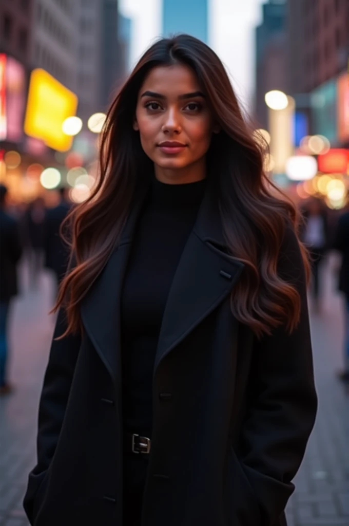 Hot 20 year old, indian girl, wearing black coat