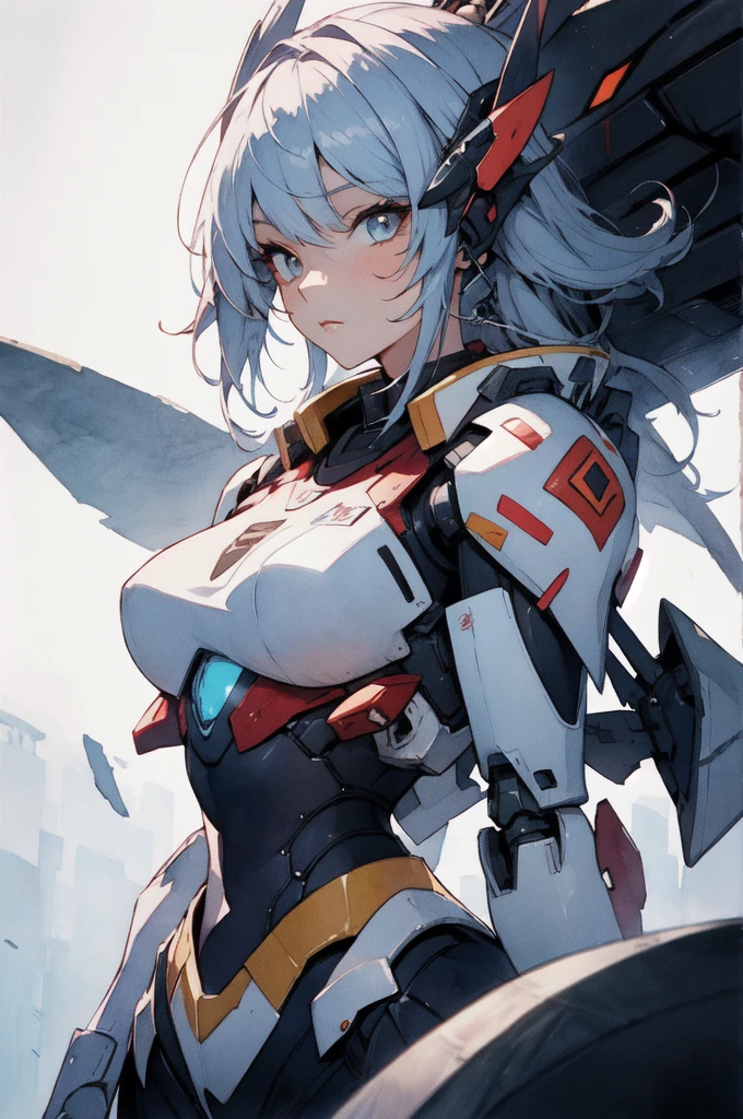 absurdres, highres, ultra detailed, (girl:1.3), mecha
BREAK
, watercolor style, soft blending, dreamy washes, delicate textures,