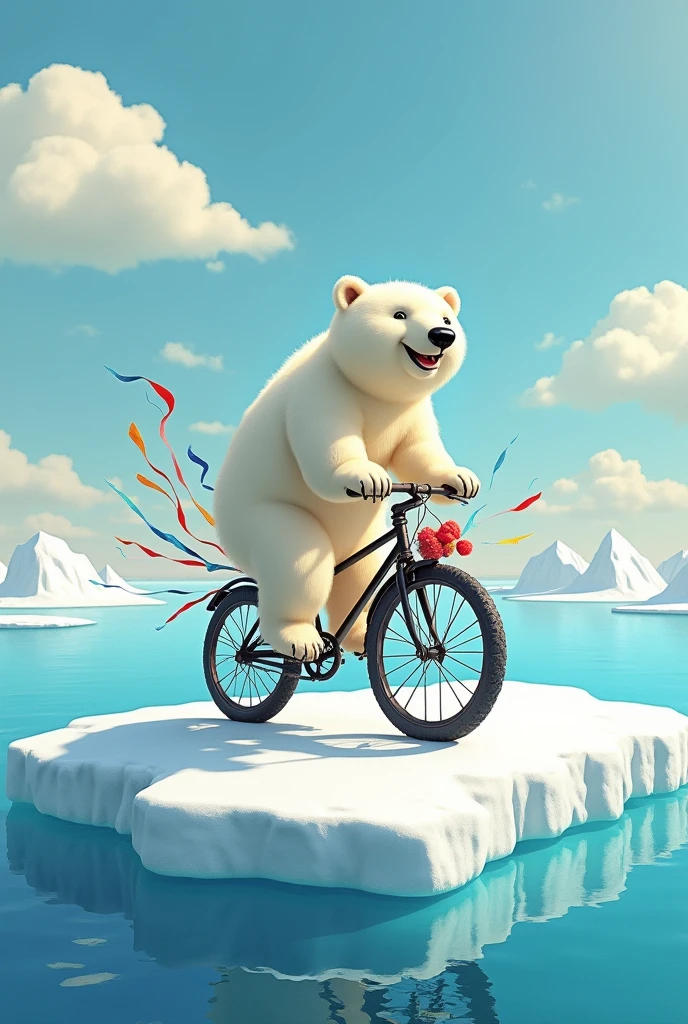Polar bear riding a bicycle