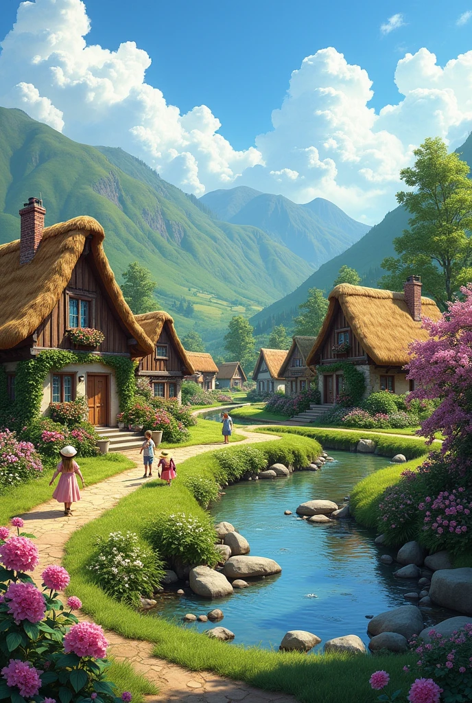Generate  village images horizontal 