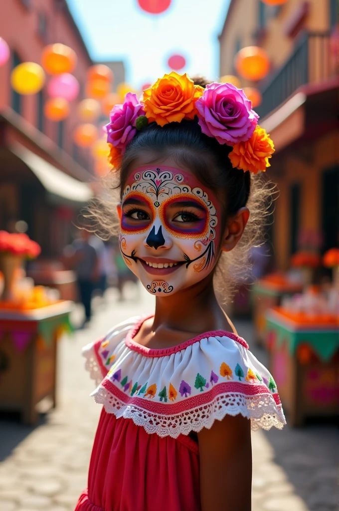 Girl with Mexican dead style decoration