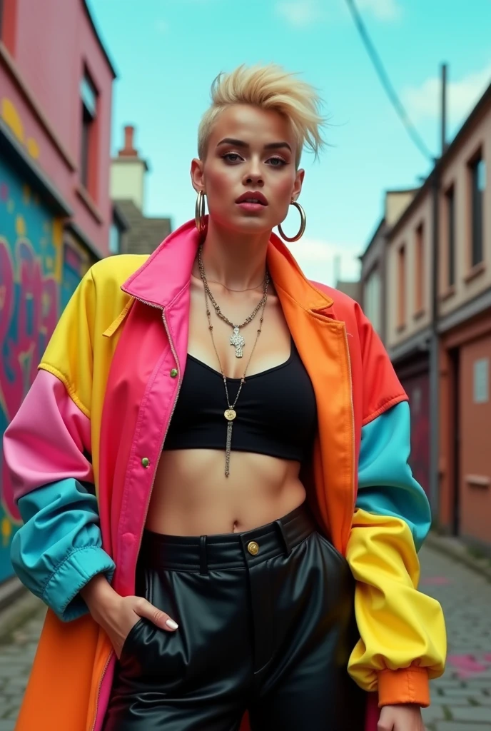 Create the image of the singer Anne-Marie with the outfit she wore in the music video for FRIENDS.
