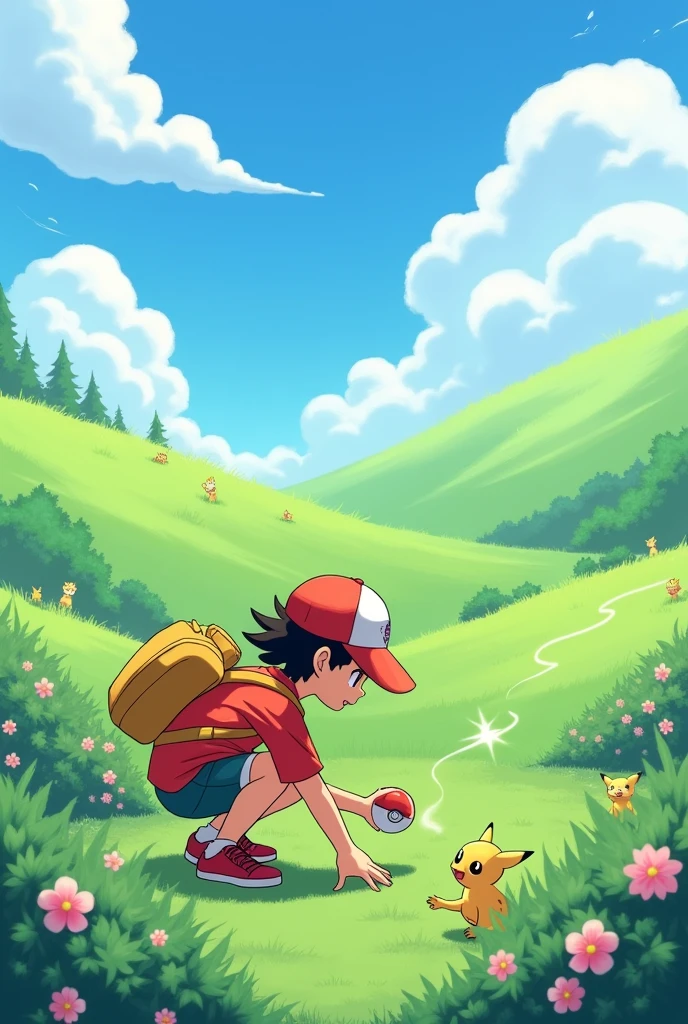 Make an illustration of how to catch pokemon