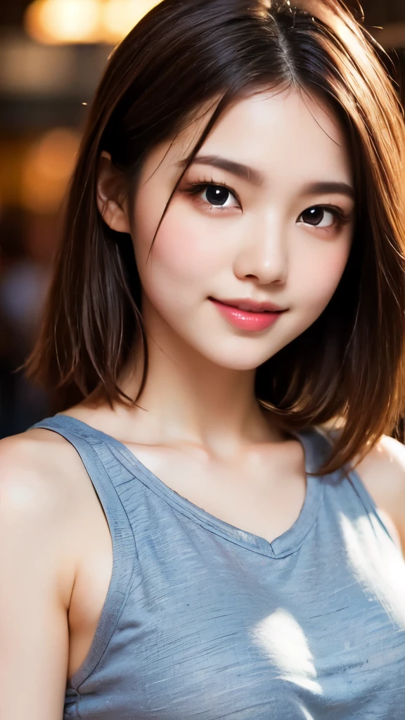 8k,Highest quality,(masterpiece:1.2),(Realistic),(Realistic:1.37),Ultra-high resolution,1 female college student,city,smile,Beautiful Eyes,(((casual, Trendy clothes))),Big Breasts,Perfect body,Perfect Fingers,Professional Lighting,gravure,Detailed face and skin texture,fine grain,RAW Photos
