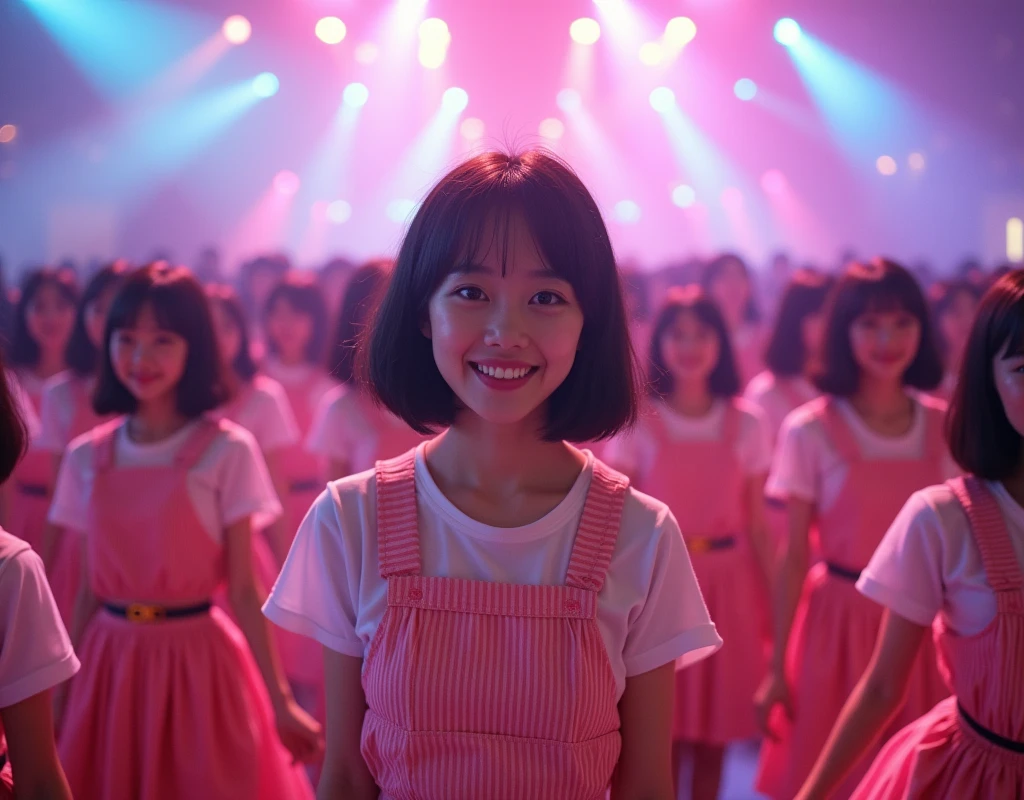 [Japanese Clone girls=Myself], [Perfect Clone girls Raw Photography Art], [16K, Highest quality, Ultra-high resolution], (((Unrealistic, Unprecedented sight, (((A World of Myself Proliferation, Ultra-realistic)))))), (Japanese, woman, 22-year-old, Saito-Asuka), ((Small face, Brown and black hair, Short Hair)), ((Very beautiful detailed girls, Accurate body structure, Very detailed and perfect super busty body)), ((amazing super big tits, Large, swelling breasts)), (Dark Eyes, Mature face, Cute Smile, A gentle gaze), (Happy laughter), [[(((((Very detailed, 1girl-1,000,000,000,000,000,000,000,000,000,000,000,000,000cloning girls))))), (((((A very detailed and precise description of the doppelganger, Perfectly the same girl, The exact same smile, Perfect same hair, Perfect same clothes, Exactly the same height, Perfect same super busty))))), (((((Myself only))))), (((Very detailed,№１group, on stage, アイドルgroup, Nogizaka46's stage costumes, 30,000Myself))), (((Very detailed,№２group, Audience seats, Pale pink camisole, 150,000,000Myself)))]], (((Perfect description, Smiling face, hug, wave hands, Matching poses, Matching dance))), (((Very detailed, Super crowded in a different dimension, Abnormal crowding, Super crowded))), (Large Concert Hall, Spotlight, Live Stage Lighting), (((Wide field of view, Very detailed and clear hyper-perspective drawing)))),top view