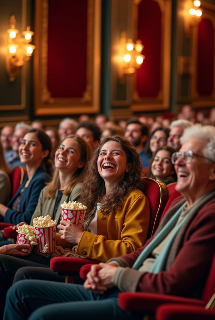 Smiling people. in theater