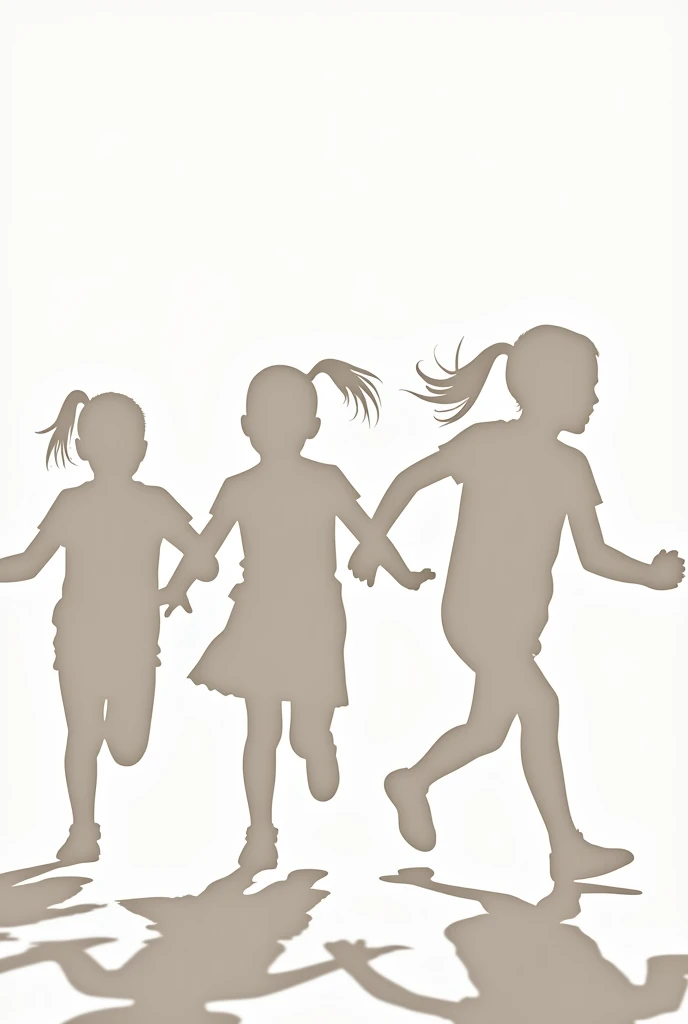 silhouette of children running without background