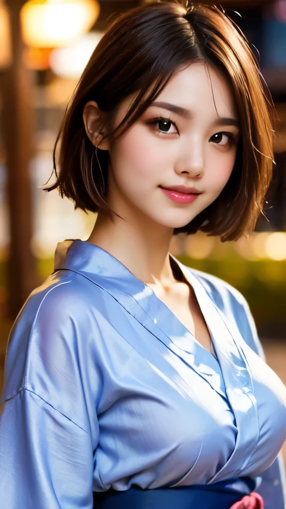 8k,Highest quality,(masterpiece:1.2),(Realistic),(Realistic:1.37),Ultra-high resolution,1 female college student,city,smile,Beautiful Eyes,Summer festival,(((Beautiful yukata))),Big Breasts,Perfect body,Perfect Fingers,Professional Lighting,gravure,Detailed face and skin texture,fine grain,RAW Photos