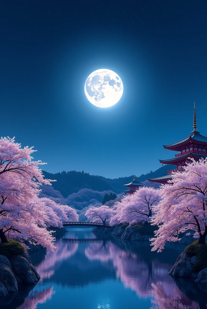 full moon Night Sky beautiful Japan