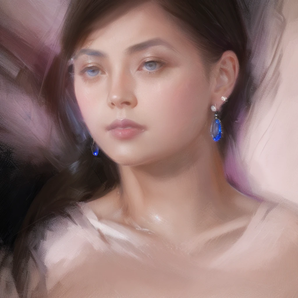 close-up shot of 1girl, light pink short hair, silver eyes, glossy lips, sapphire earrings, iper-realistic, masterpiece, cinematic lighting, best quality, anatomically perfect.
