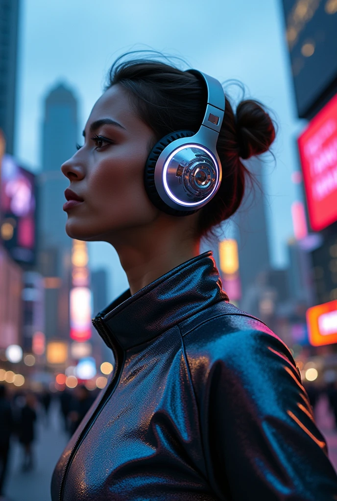 Me faça uma pessoa com fones de ouvido do futuro.