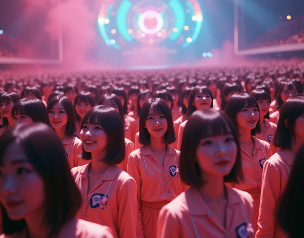 [Japanese Clone girls=Myself], [Perfect Clone girls Raw Photography Art], [16K, Highest quality, Ultra-high resolution], (((Unrealistic, Unprecedented sight, (((A World of Myself Proliferation, Ultra-realistic)))))), (Japanese, woman, 22-year-old, Saito-Asuka), ((Small face, Brown and black hair, Short Hair)), ((Very beautiful detailed girls, Accurate body structure, Very detailed and perfect super busty body)), ((amazing super big tits, Large, swelling breasts)), (Dark Eyes, Mature face, Cute Smile, A gentle gaze), (Happy laughter), [[(((((Very detailed, 1girl-1,000,000,000,000,000,000,000,000,000,000,000,000,000cloning girls))))), (((((A very detailed and precise description of the doppelganger, Perfectly the same girl, The exact same smile, Perfect same hair, Perfect same clothes, Exactly the same height, Perfect same super busty))))), (((((Myself only))))), (((Very detailed,№１group, on stage, アイドルgroup, Nogizaka46's stage costumes, 30,000Myself))), (((Very detailed,№２group, Audience seats, Pale pink camisole, 150,000,000Myself)))]], (((Perfect description, Smiling face, hug, wave hands, Matching poses, Matching dance))), (((Very detailed, Super crowded in a different dimension, Abnormal crowding, Super crowded))), (Large Concert Hall, Illuminated by spotlights, Live Stage Lighting), (((Wide field of view, Very detailed and clear hyper-perspective drawing)))),top view, groupアイドル的集合写真
