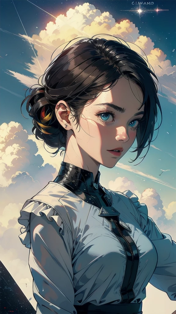 (((masterpiece, highest quality))),(((solo:1.2))),(((1girl:1.2))),32k wallpaper, very detailed, poster, vintage science fiction,(((((geometric cinematic movie poster))))),((((mid century modern)))),(((((portfolio))))),(((((Close-up))))),(((((bust up))))),((((more various angle)))),(((highlight))),((((heterochromia)))),(((complete. detailed face))),(((Extremely talented))),(((most complecated machine))),(((Overall colorfully))),((((((Absolutely cloud rbackground)))))),(((Cumulonimbus that wrap around you)))
