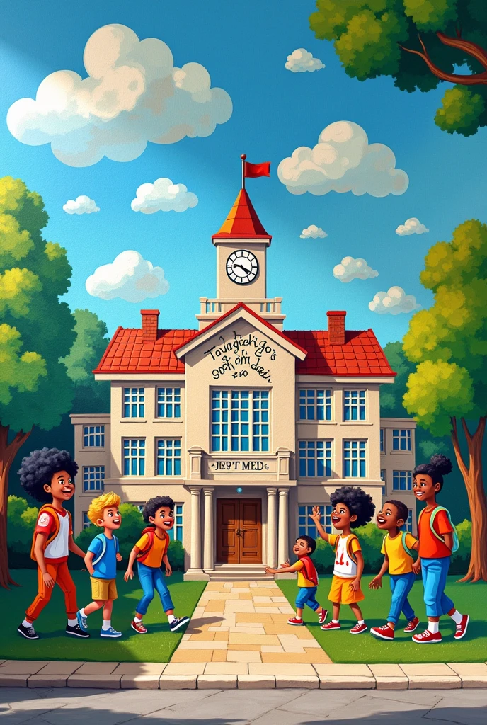 Mural with representative phrases for the school
