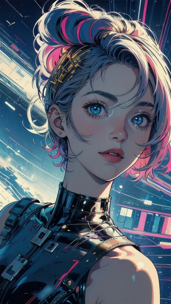 (((masterpiece, highest quality))),(((solo:1.2))),(((1girl:1.2))),32k wallpaper, very detailed, poster, vintage science fiction,(((((geometric cinematic movie poster))))), ((((bauhaus)))),(((abstract))),((((mid century modern)))),(((((portfolio))))),(((((Close-up))))),(((((bust up))))),((((more various angle)))),(((highlight))),((((heterochromia)))),(((complete. detailed face))),(((Extremely talented))),(((most complecated machine))),(((Overall colorfully))),((((((Absolutely no background)))))),(((vaporwave))),(((Funny Face)))