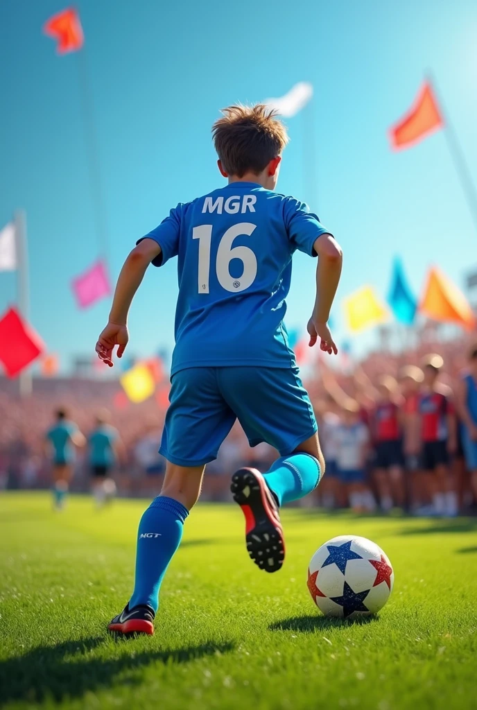 Créer un jeune joueur footballeurl'age15ans dossard text MGR