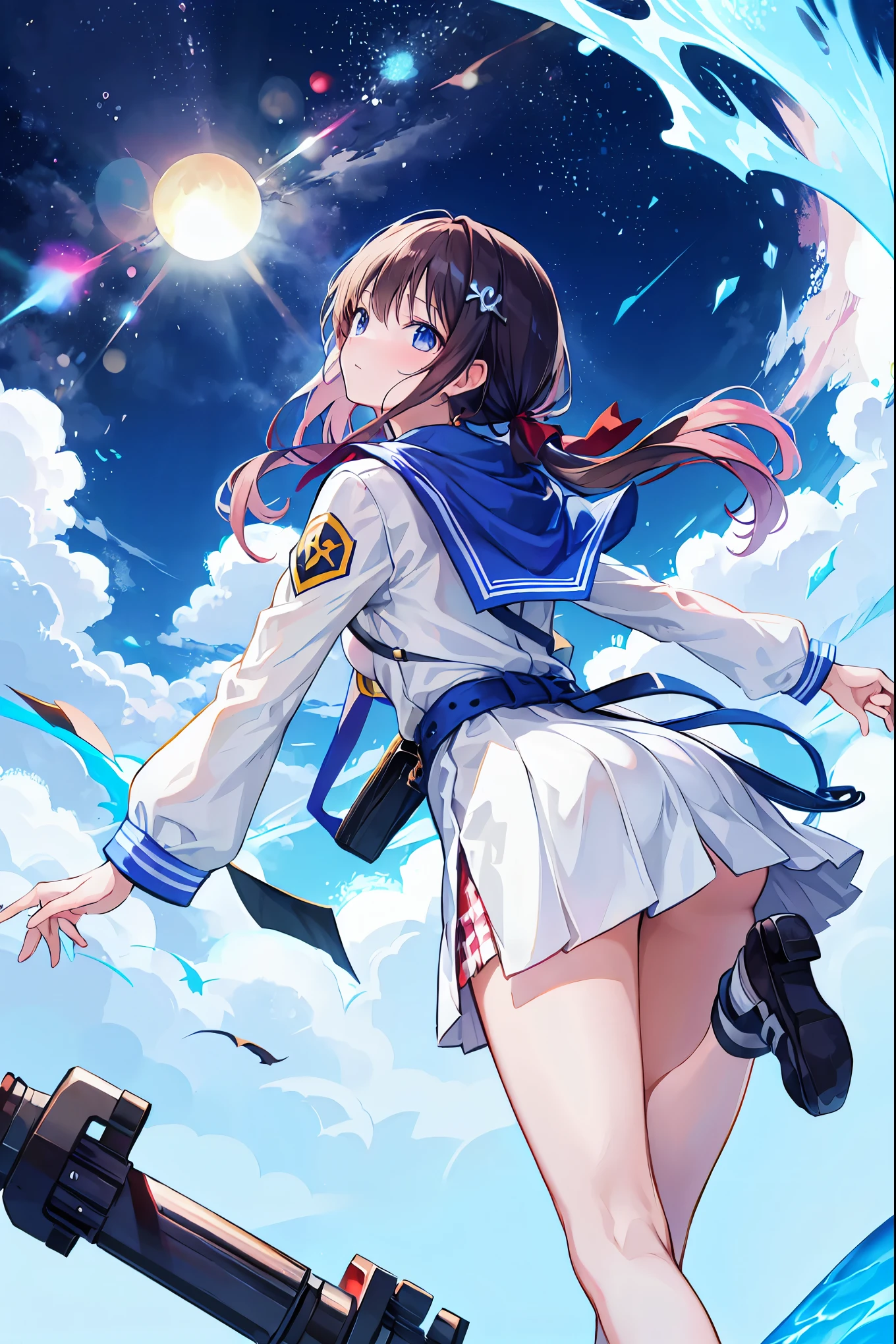 Super high quality by the art god, Very detailed, High resolution, Gwei's Style, Anime Moe Art Style, best anime 8k konachan wallpaper, pixiv Contest Winner, Perfect Anatomy, break,(眠そうにalone学校へ歩いていくを描いてください. ),break, Surreal school girl, (alone,,child,:1.3),Complete limbs, Full Finger,Middle school students, The charm of androgyny, (Very short hair), Messy Hair, Flat Chest, Small Ass, between legs, Small eyes,Beautiful and exquisite black eyes, Well-proportioned iris and pupil, Disgusted Eyes, High resolutionの詳細な髪, school uniform, skirt, From above, School zone. break,Very detailed肌, Best lighting by famous artists, 8k,Cute illustrations.Brown Hair,Shortcuts,Messy Hair,Slender beauty,Small chest,Beautiful feet