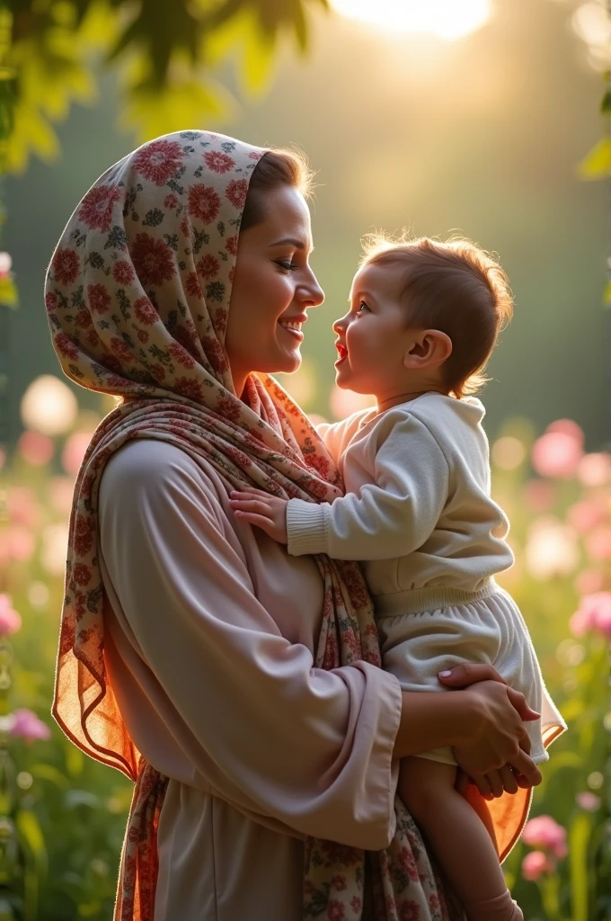 A women, mother wear hijab
