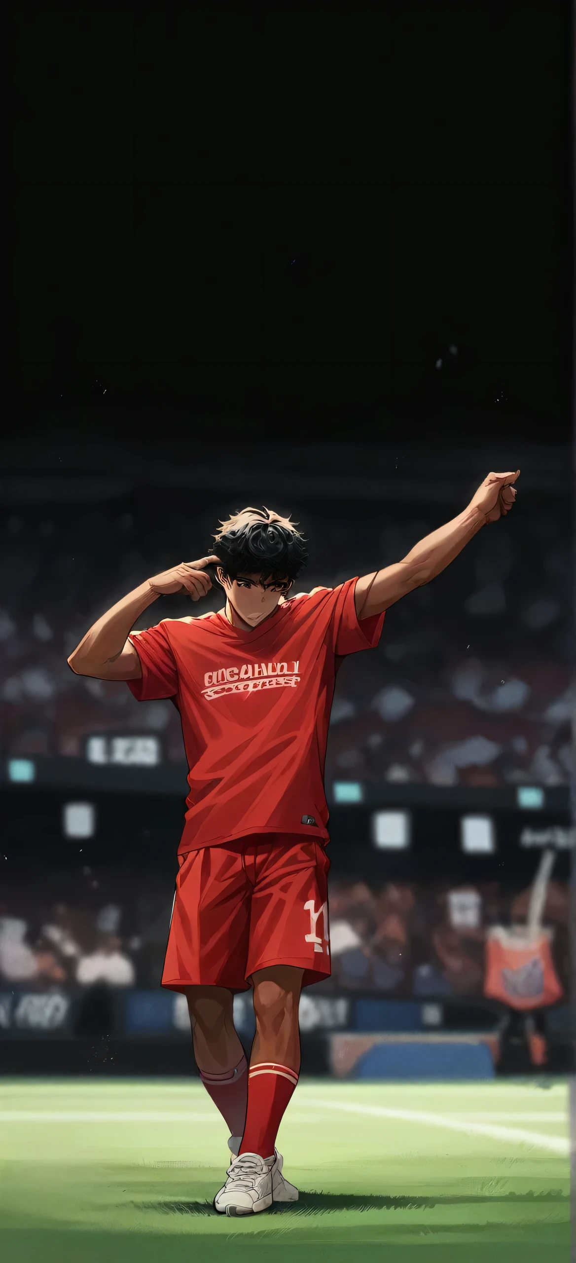 Black boy personality "That kid is from New York." He has curly black hair and wears a Liverpool football shirt.