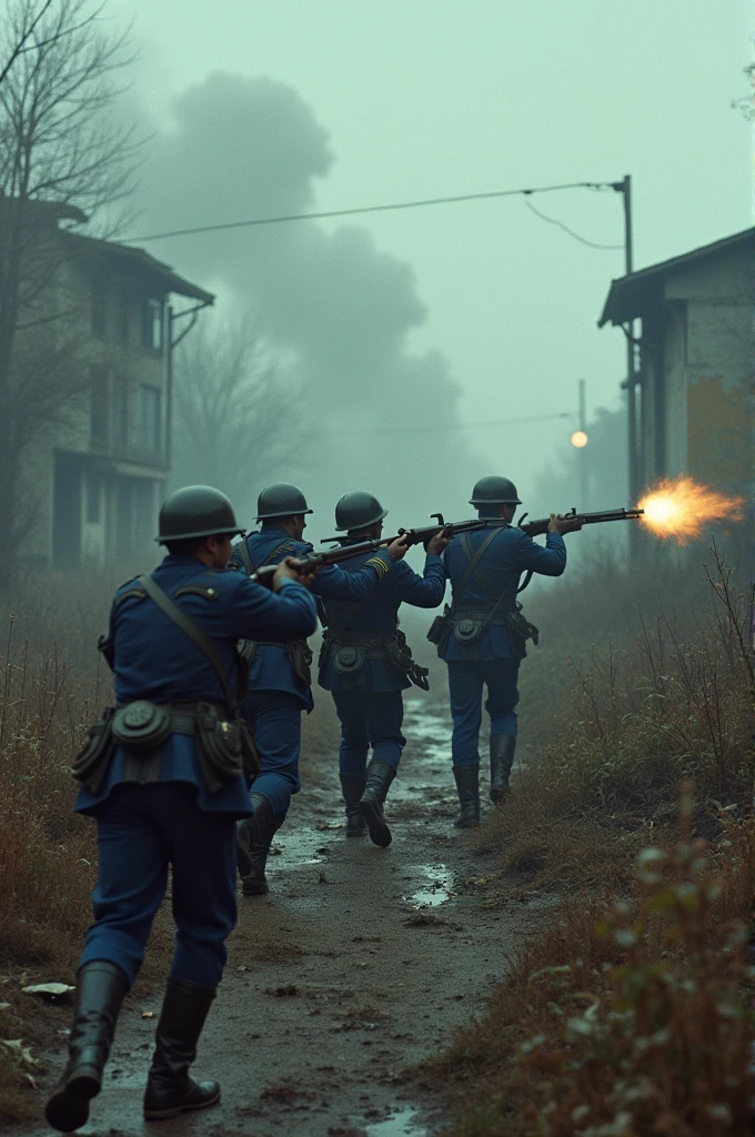 French soldiers fighting with SS Burgundy soldiers in 1967. TNO.