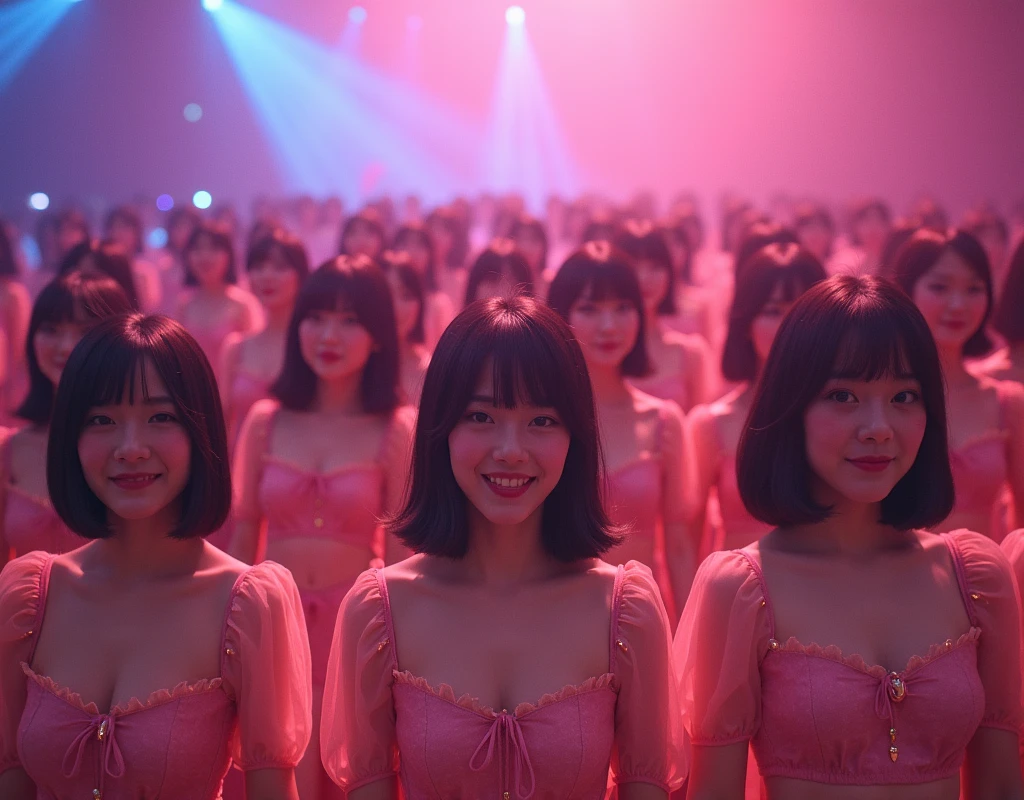 [Japanese Clone girls=Myself], [Perfect Clone girls Raw Photography Art], [16K, Highest quality, Ultra-high resolution], (((Unrealistic, Unprecedented sight, (((A World of Myself Proliferation, Ultra-realistic)))))), (Japanese, woman, 22-year-old, Saito-Asuka), ((Small face, Brown and black hair, Short Hair)), ((Very beautiful detailed girls, Accurate body structure, Very detailed and perfect super busty body)), ((amazing super big tits, Large, swelling breasts)), (Dark Eyes, Mature face, Cute Smile, A gentle gaze), (Happy laughter), [[(((((Very detailed, 1girl-1,000,000,000,000,000,000,000,000,000,000,000,000,000cloning girls))))), (((((A very detailed and precise description of the doppelganger, Perfectly the same girl, The exact same smile, Perfect same hair, Perfect same clothes, Exactly the same height, Perfect same super busty))))), (((((Myself only))))), (((Very detailed,№１group, on stage, アイドルgroup, Nogizaka46's stage costumes, 30,000Myself))), (((Very detailed,№２group, Audience seats, camisole, 150,000,000Myself)))]], (((Perfect description, Smiling face, hug, wave hands, Matching poses, Matching dance))), (((Very detailed, Super crowded in a different dimension, Abnormal crowding, Super crowded))), (Large Concert Hall, Illuminated by spotlights, Live Stage Lighting), (((Wide field of view, Very detailed and clear hyper-perspective drawing)))),top view, groupアイドル的集合写真