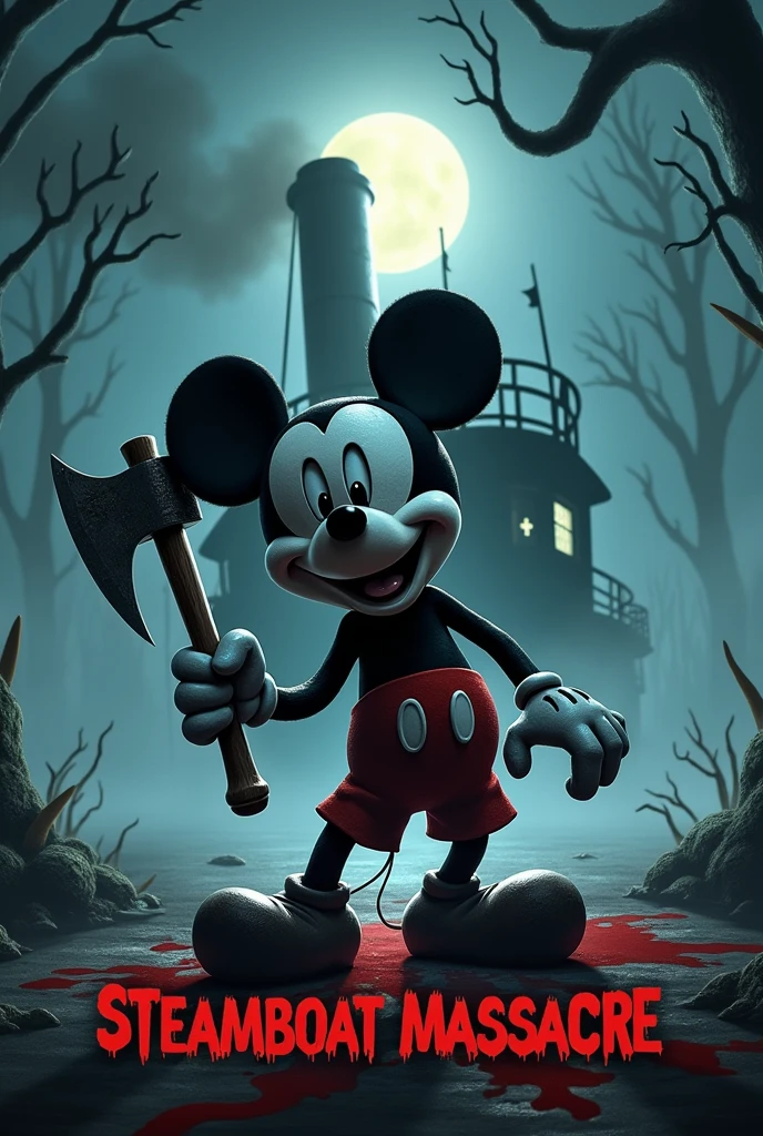 Steamboat Massacre Disney Mickey Mouse Horror Movie Poster 