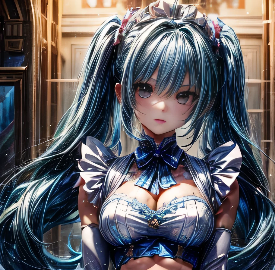 NOD Game Characters Puripati Blue hair twintails High-class maid outfit with exposed midriff Muscular Heinstein Castle Beauty
