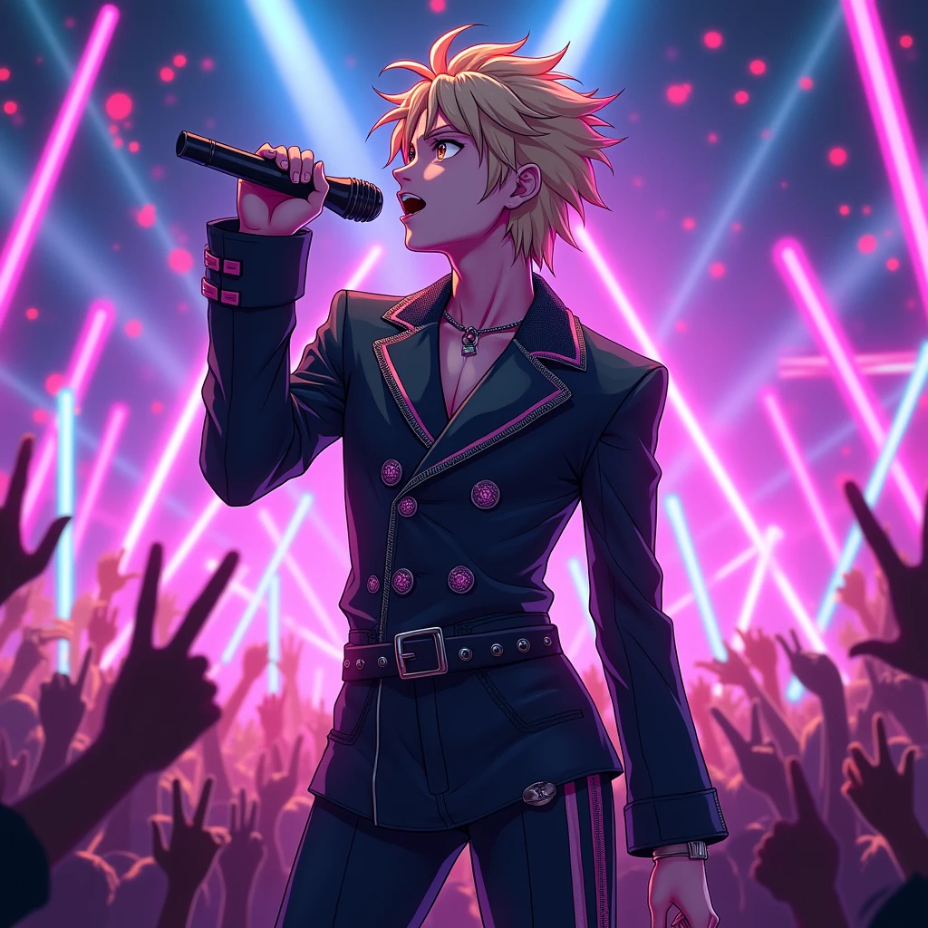 Kim namjoon in anime version singing in concert