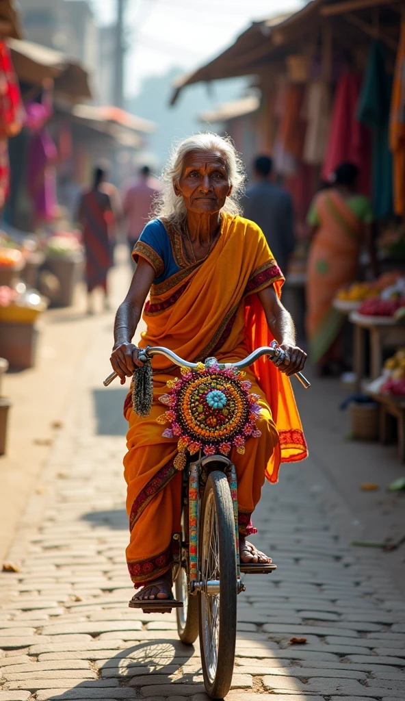 Indian creative old thin ledy animal bike