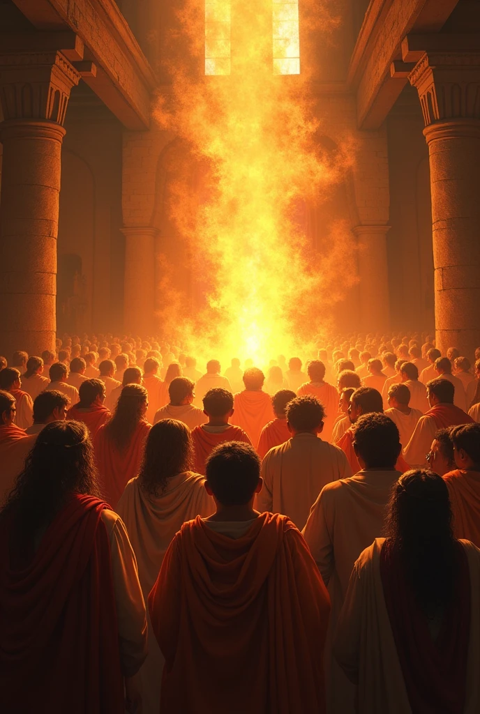 The baptism of the Holy Spirit, like firebrands on the heads of the 120 who were gathered on the day of Pentecost