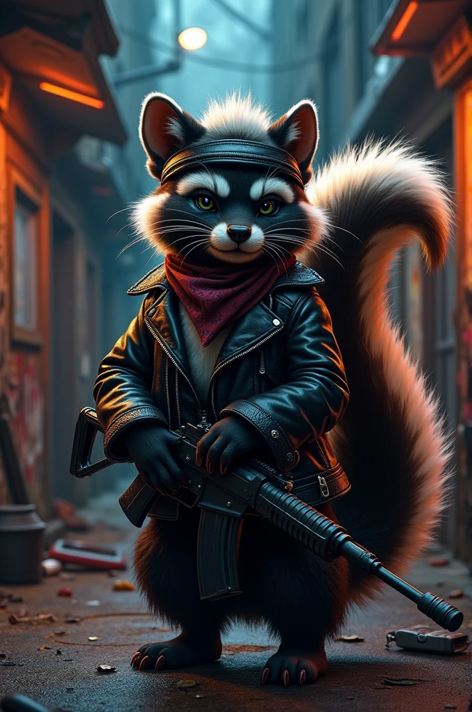 Crime skunk with an ak47 in his hand
