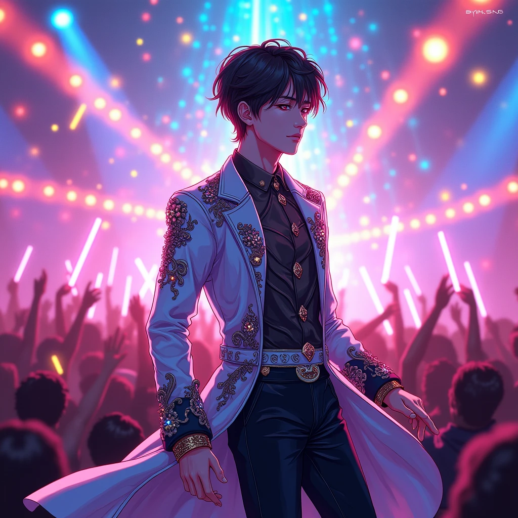 Jimin of BtS in anime version singing in concert 