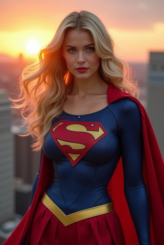 Supergirl ultra sexy, elle doit avoir des grosses lèvres, des énormes fesses et des énormes seins. Elle doit avoir les cheveux blonds ondulés avec quelques cheveux en pétard. Comme s’il venait de faire l’amour. Elle doit être excitée et excitante. Elle doit transpirer. Elle doit être en train de voler, elle doit être un angle de vue pour que je vois ses seins, ses fesses et son visage, son costume de Supergirl est hyper moulant. Elle est en train de voler. La création de l’image doit être hyper réaliste et elle doit avoir 20 ans.