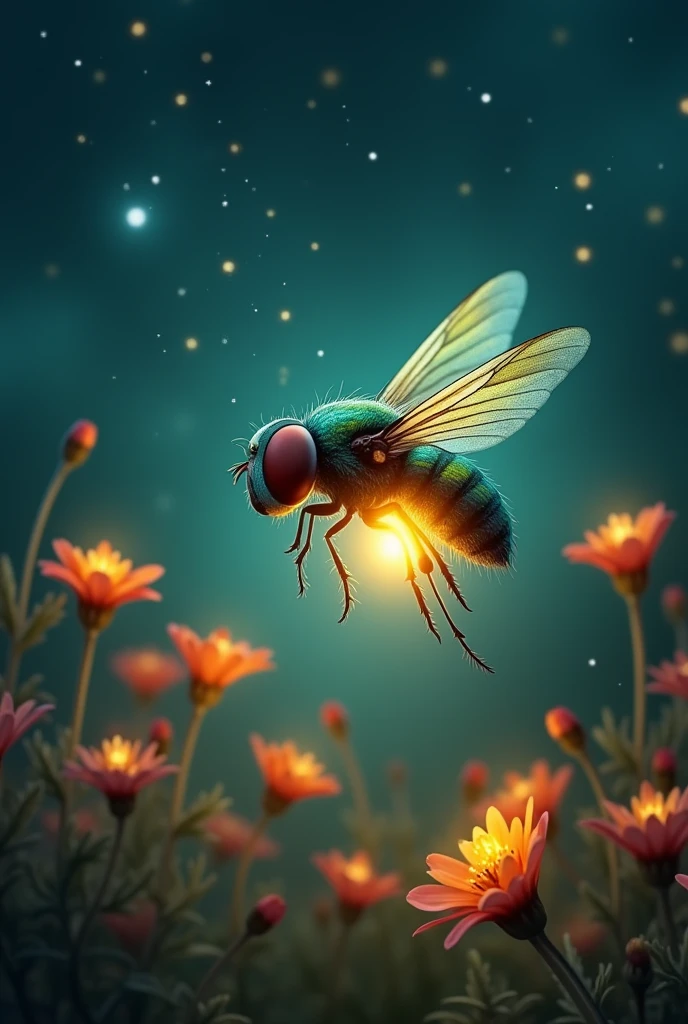 A fly with a lamp as body
