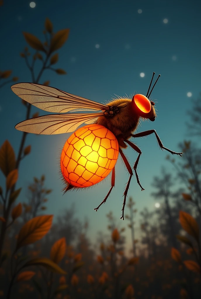 A fly with a lamp as belly