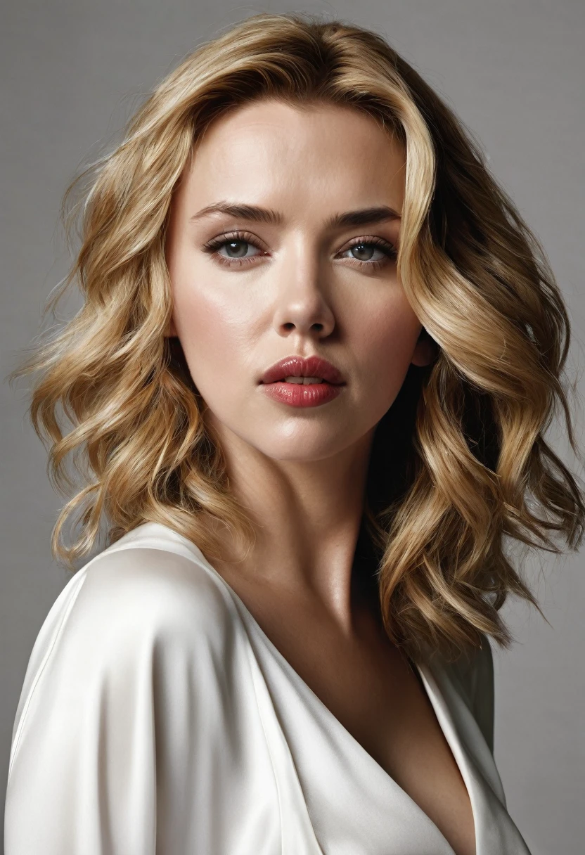 a close up of a woman in a white dress posing for a picture, Scarlett Johansson, Scarlet Johansson, Scarlett Johanson, scarlet johansen, Jovem Scarlett Johansson, Kylie Minogue, Retrato de Scarlett Johansson, "Retrato de Scarlett Johansson, " Retrato de Scarlett Johansson, in white clothes, Scarlett Hooft, smooth white tight clothes suit, Retrato de Scarlett Johansson, the super hot and sexy