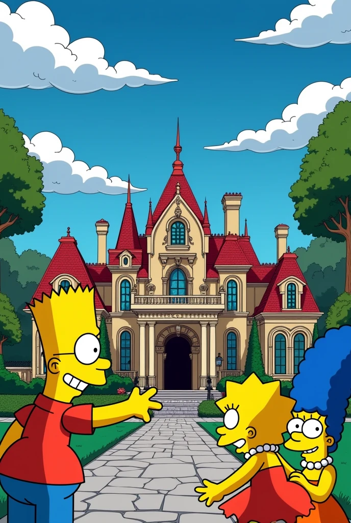 THE SIMPSON FAMILY VISITS BART SIMPSON TO LET THE FAMILY SEE THE MANSION