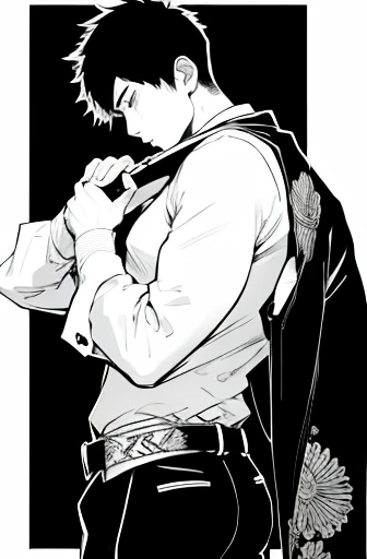 Draw a boy、Monochrome concentrated line background