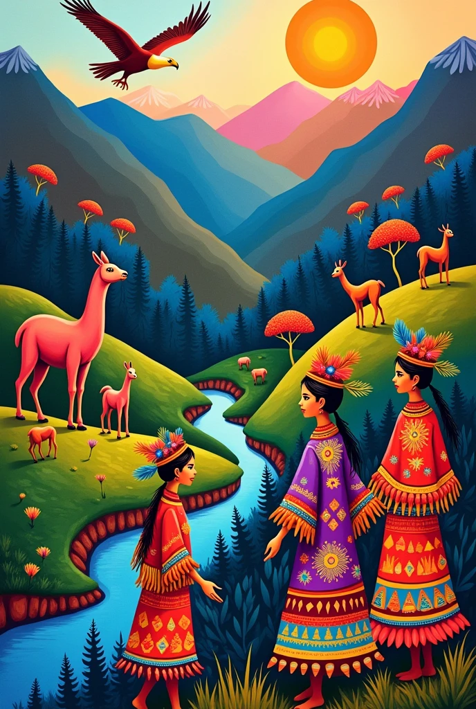 An abstract representation of the people who inhabit, and the most representative animals of the Apurimac region