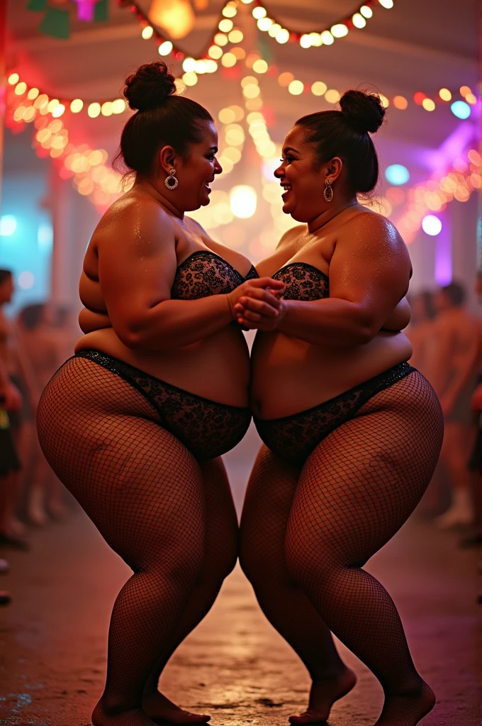 lambada, 2 Sexy 50 years old fat busty fishnet tights body builder　biggest woman sumo wrestling   oily woman ,full body