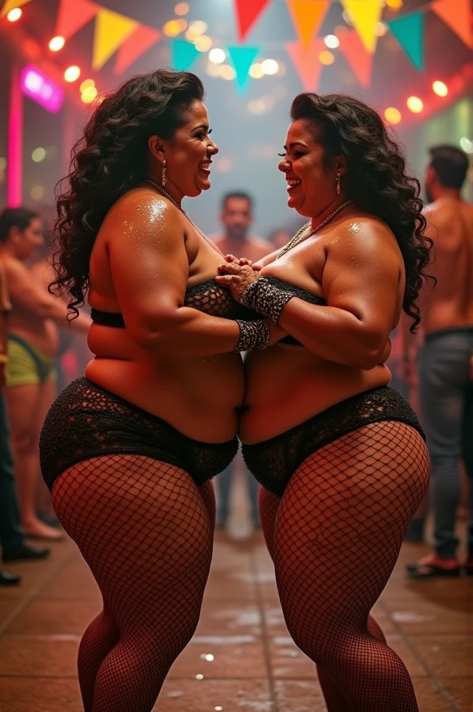 lambada, 2 Sexy 50 years old fat busty fishnet tights body builder biggest woman sumo wrestling oily woman ,full body