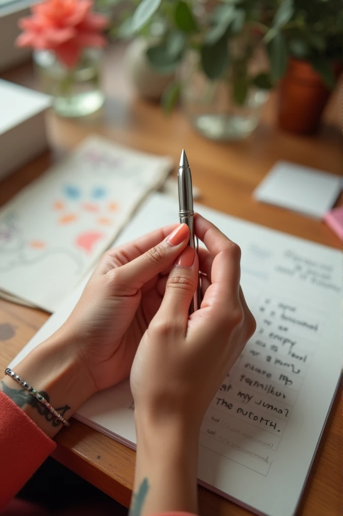 Beautiful hands、nail、Holding a pen