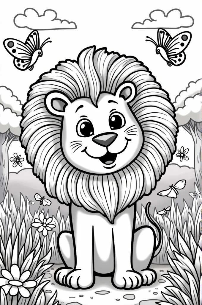 Children&#39;s coloring page lion 
