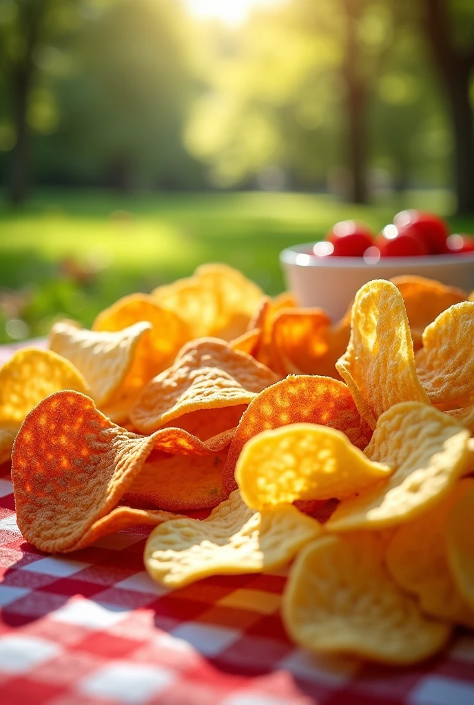 Potato chips on a tab with different flavors