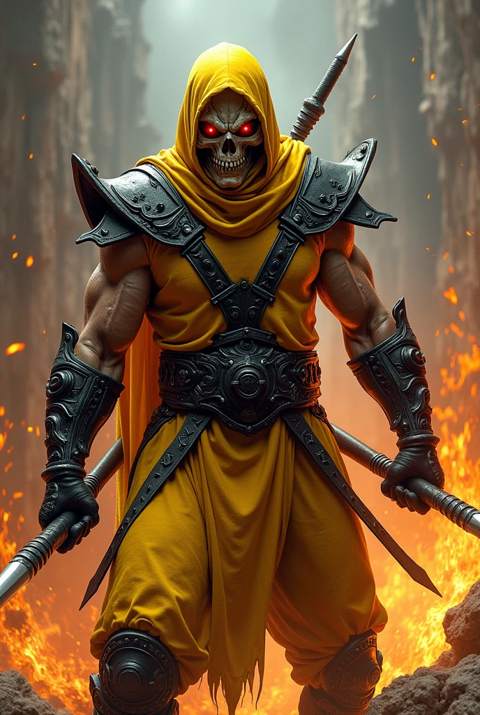 Create an identical image of Scorpion from Mortal Kombat 9